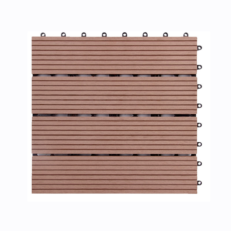 How do WPC interlocking deck tiles handle exposure to moisture, such as rain or pool water?